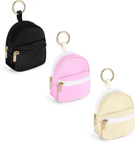 3 PACK Mini Backpack Keychain, Cute Cosmetic Bag for Purse, Small Coin Pouch Lipstick Bag for Girls Women Daily Use (Black/Pink/Beige)