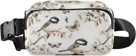Aesthetic Black - Capped Chickadee Birds Stylish Fanny Pack Waist Bag for Women Men Teens Multipurpose Running Belt Bag Waist Pack with Adjustable Strap for Travel Shopping Running
