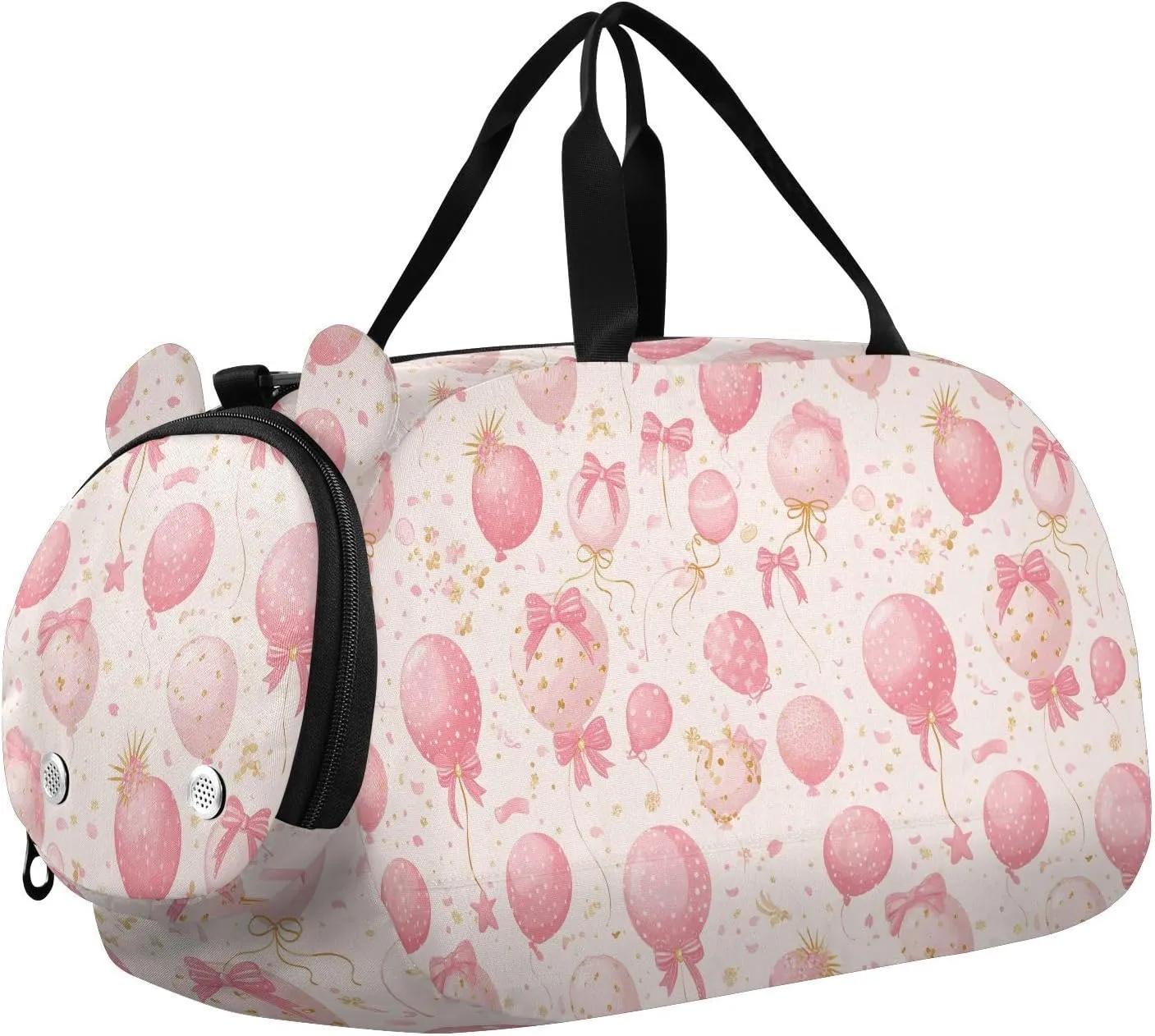 Balloon Peach Gold Gym Duffel Bag with Shoes Compartment Multifunctional Weekend Overnight Carry on Bag for Beach Swim Pool Sports bolso para gym