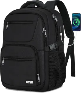 Black Backpack for Men Women, School Backpack for Boys Girls Teens, Book bag with USB Charging Port, Bookbag Fits15.6 Inch Laptop with USB Charging Port,Work Business Mochila para hombre
