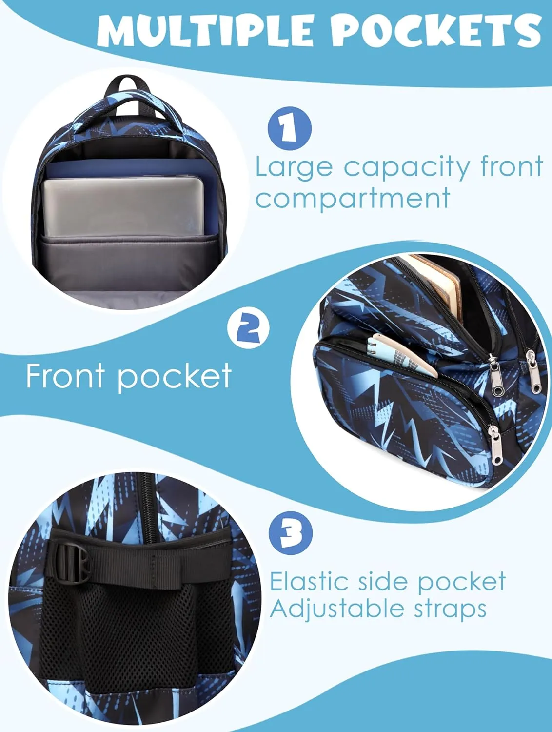 BLUEFAIRY Kids Backpack for Boys Elementary Primary Middle School Bags for Child Bookbags Back to School Gifts with Tablet Sleeve Large Compartment Mochila Para Nios Age 6-10 Aegean Blue