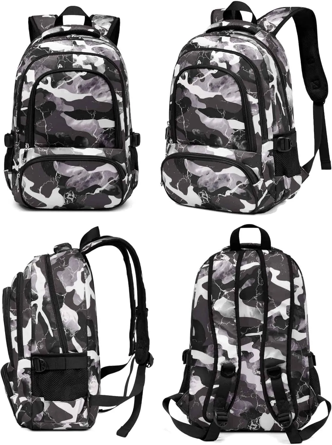 BLUEFAIRY Kids Backpack for Boys Elementary School Bags Primary Middle School Bookbags for Teens Back to School Gifts for Childs Mochila Escolares para Nios 17 Inch Aged 6-8 Camo Grey