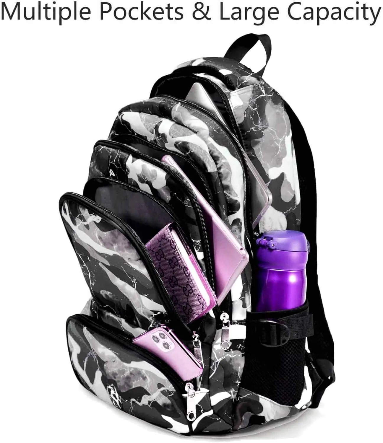 BLUEFAIRY Kids Backpack for Boys Elementary School Bags Primary Middle School Bookbags for Teens Back to School Gifts for Childs Mochila Escolares para Nios 17 Inch Aged 6-8 Camo Grey