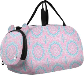 Boho Peach Blue Vintage Flowers Kids Duffel Bag with Shoes Compartment Large Capacity Weekend Travel Bag for Travel, Sports, Duffel, Weekender bolso de para hombre