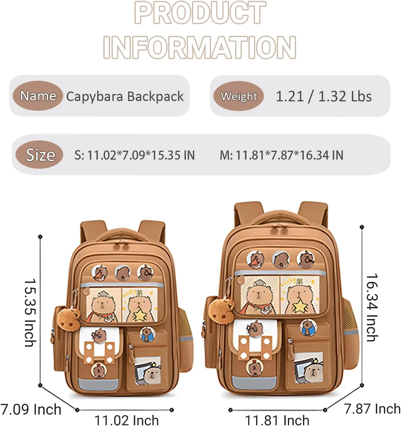 Capybara Backpack Mochila Capybara Cute Kawaii Kapibara Daypack Cartoon Laptop Travel Utility Funny Going Out Casual Bag(Green,Small)
