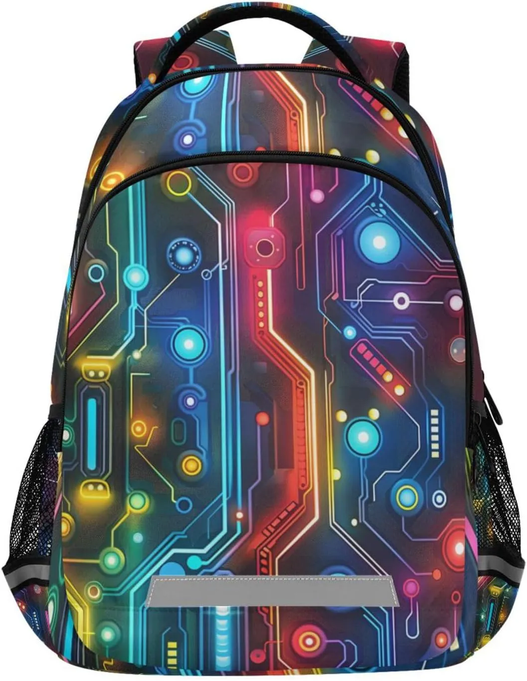 Cartoon Childish Circuit Board Pattern Rainbow kids backpack girls with chest strap books bag for boy mochila para ni?as
