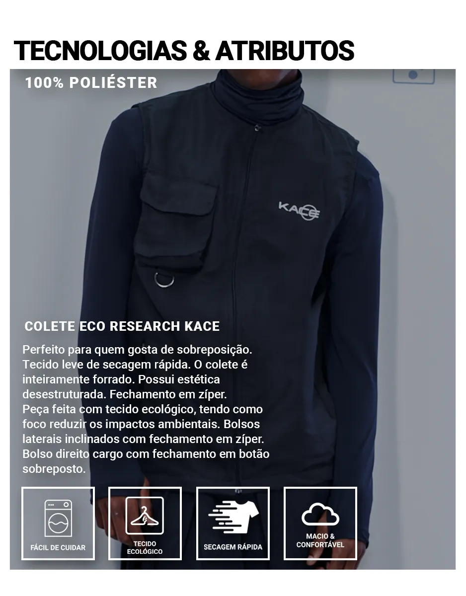 Colete Eco Research Preto Kace