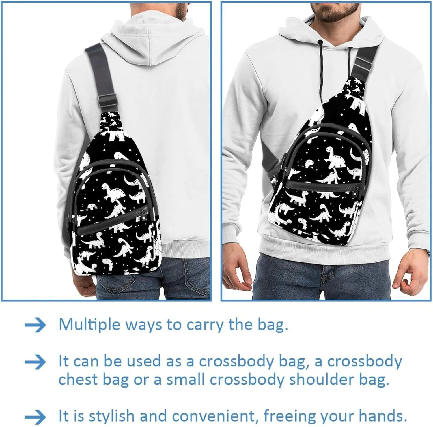 Dinosaur Silhouette (43) Sling Side, Crossbody Backpack