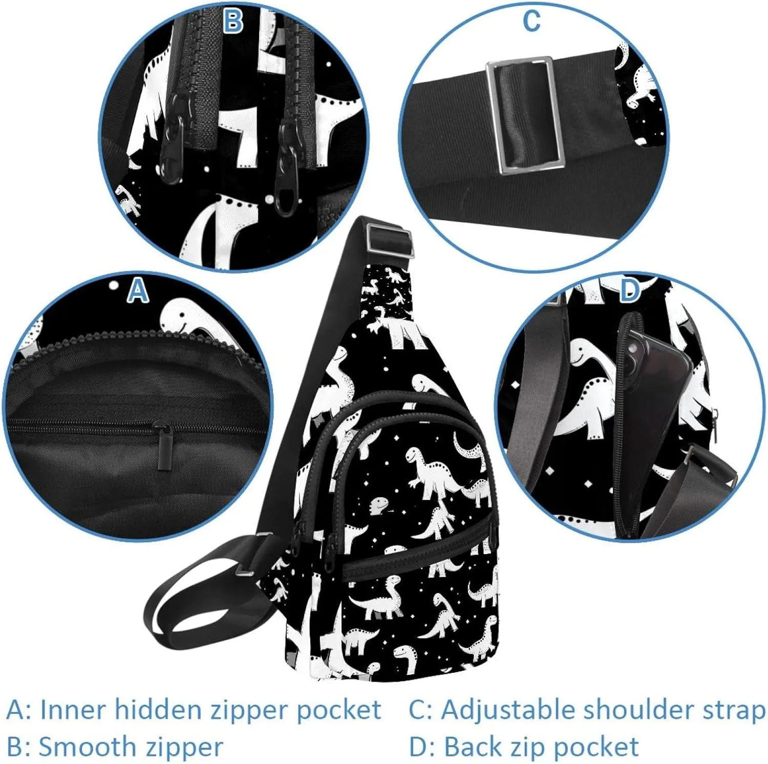 Dinosaur Silhouette (43) Sling Side, Crossbody Backpack