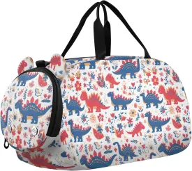 Dinosaur White Red Peach Duffel Gym Bags with Shoes Compartment Multifunctional Weekend Travel Bag for Travel, Sports, Duffel, Weekender bolso de para hombre