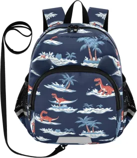 Dinosaurs Preschool Backpack Islands Daycare Bookbag School Backpack with Traction Rope for Kids 3-6