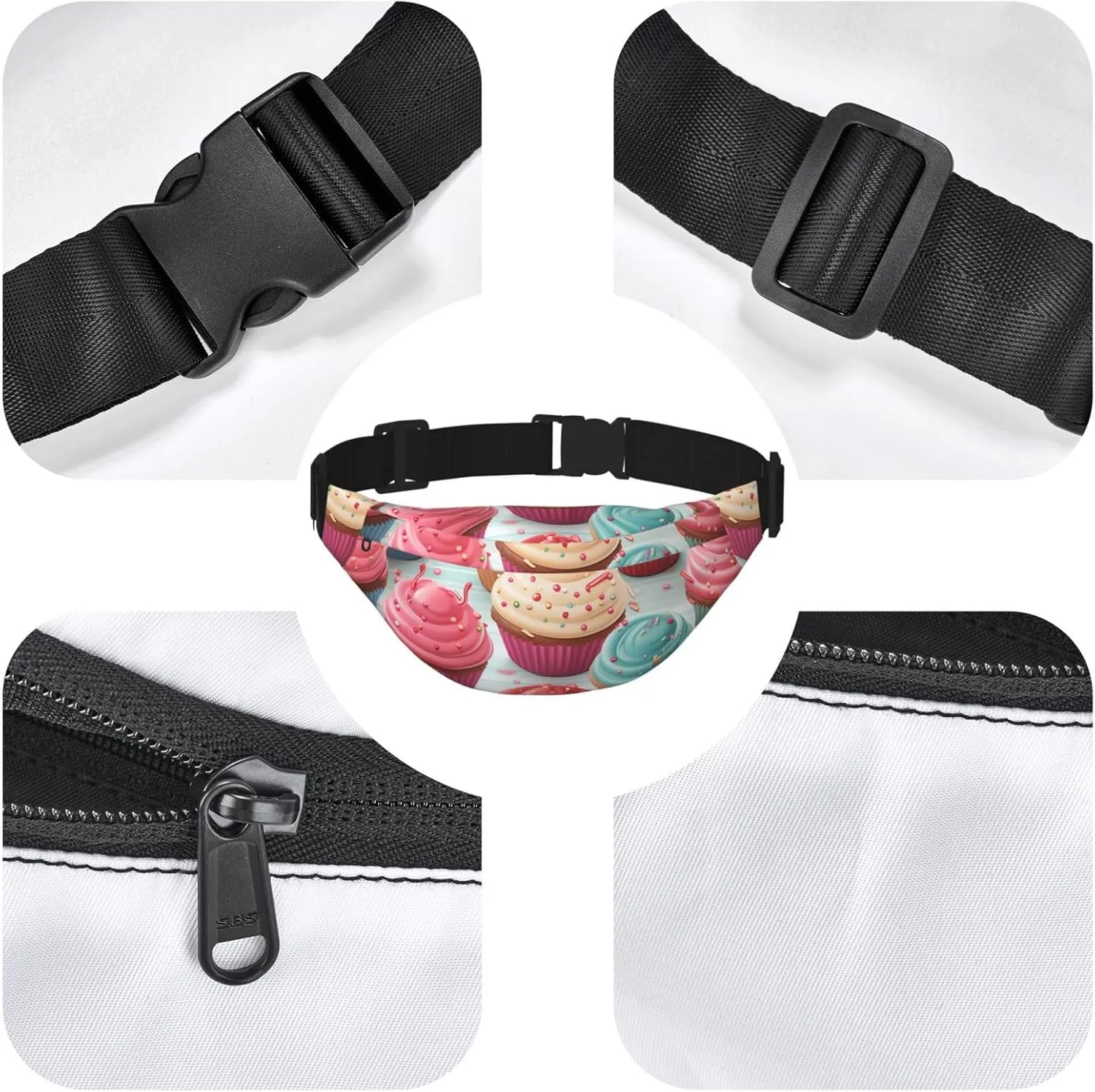 Fanny Pack Belt Bag for Women Men Waterproof Waist Pack Cool Steampunk Gears Waist Bag with Adjustable Strap, Colorful Lollipop Donut, One Size