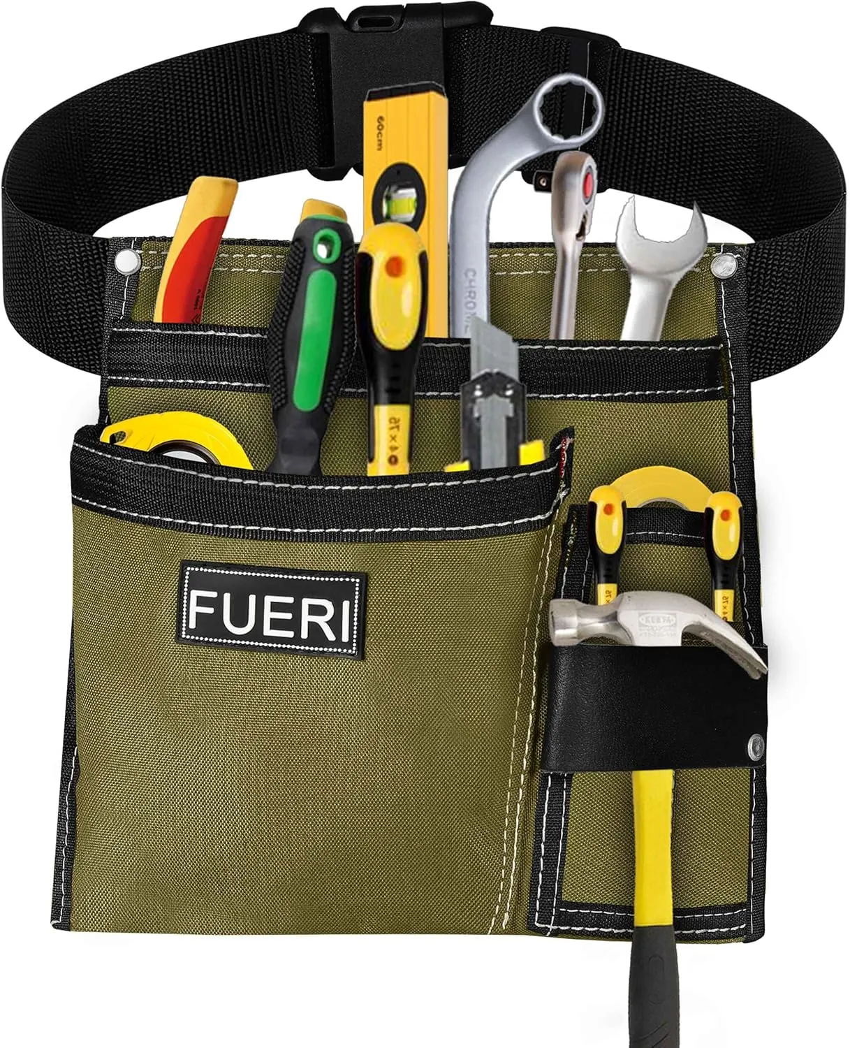 FUERI Cordura Tool Pouch with Belt Clip Nylon Tool Belt for Men Construction Carpenters Electricians Framers Ironworker Garden Women