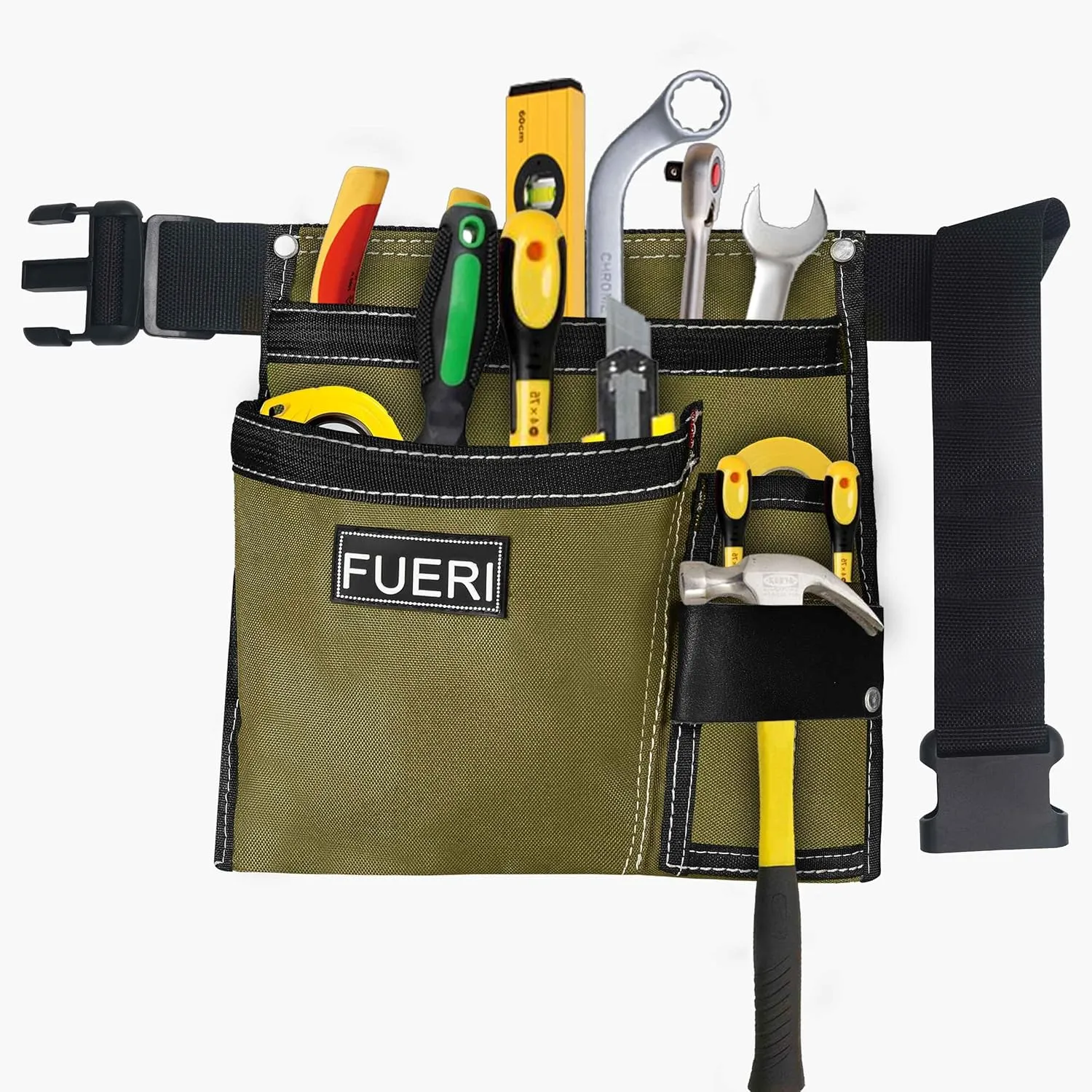 FUERI Cordura Tool Pouch with Belt Clip Nylon Tool Belt for Men Construction Carpenters Electricians Framers Ironworker Garden Women