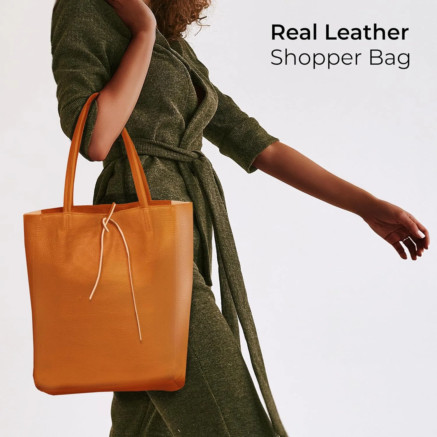 Italian Calf Leather Tote for Women with Zipper, Inner Pocket & Flat Base | Soft Unlined Shopper for Work & Travel