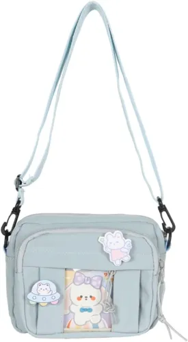 Kawaii Mini Messenger Bag Purse with Pins Women Cute Crossbody Bag Japanese Aesthetic Purse Anime Shoulder Bags