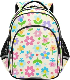 KLL Colorful Lively Fresh Summer Flowers Daily Backpack for Girls Middle High School Backpack Boys Casual Shoulder Daypack Size M mochila para mujer
