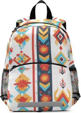 KLL Mexican Fabric Pattern Colorful Baby Children Preschool Backpack Multifunctional Mini Bookbag with Reflective Strips