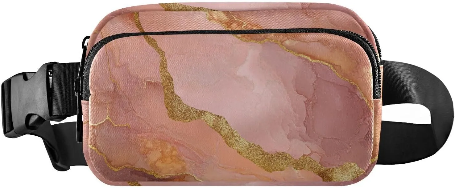 Marble Terracotta Blush Stylish Fanny Waist Pack for Women Men Teens Small Running Belt Bag Waist Pack with Adjustable Strap for Travel Shopping Running