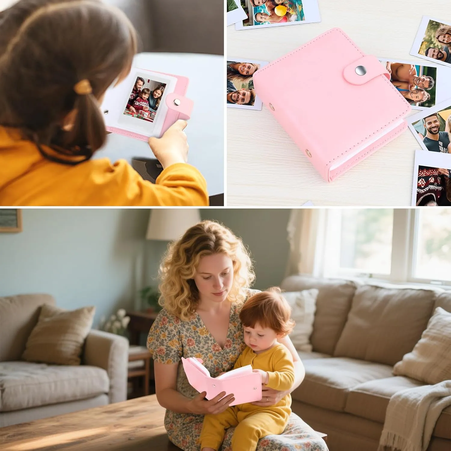 Mini Photo Album for Fujifilm Instax Mini Camera, Polaroid Camera, 52 Pockets Photo Book for 2x3 inch Films, Small Albums for Fujifilm Instax Mini 12 11 9 40 99 90 8 7 Evo LiPlay Instant Camera, Pink