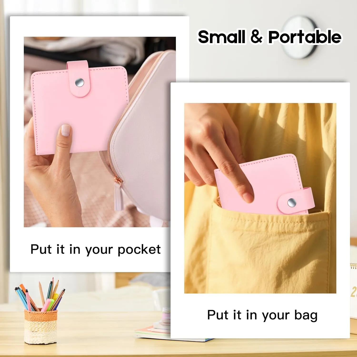 Mini Photo Album for Fujifilm Instax Mini Camera, Polaroid Camera, 52 Pockets Photo Book for 2x3 inch Films, Small Albums for Fujifilm Instax Mini 12 11 9 40 99 90 8 7 Evo LiPlay Instant Camera, Pink