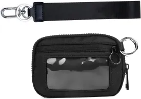 Mini Zip Around Wristlet Keychain Wallet for Women Wristlet Portable Wallet Coin Purse Mini Women Coin Pocket (BLACK)
