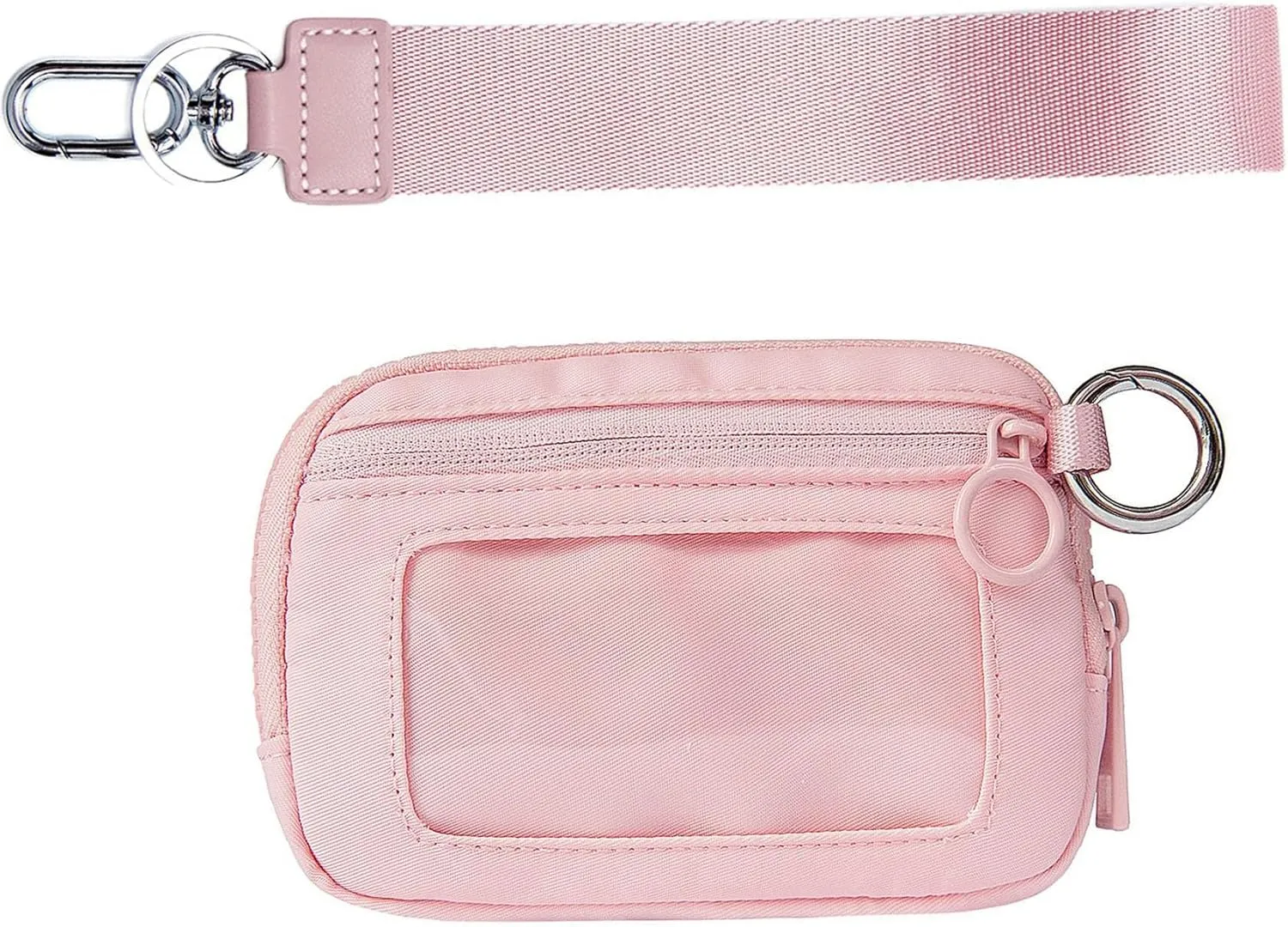 Mini Zip Around Wristlet Keychain Wallet for Women Wristlet Portable Wallet Coin Purse Mini Women Coin Pocket (PINK)