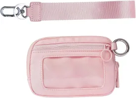 Mini Zip Around Wristlet Keychain Wallet for Women Wristlet Portable Wallet Coin Purse Mini Women Coin Pocket (PINK)