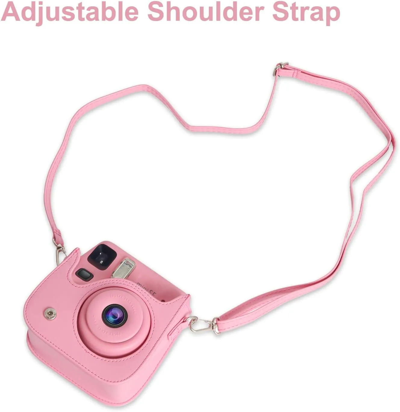 MOSISO Camera Protective Case Compatible with Instax Mini SE, PU Leather Instant Camera Carrying Storage Bag with Adjustable Shoulder Strap&Pocket for Instax Mini SE Film, Pink