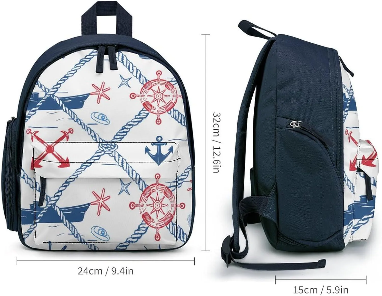 Nautical Theme Cute Backpack Daily Casual Daypack Travel Mini Bag with Adjustable Strap Blue-style-20