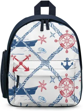 Nautical Theme Cute Backpack Daily Casual Daypack Travel Mini Bag with Adjustable Strap Blue-style-20