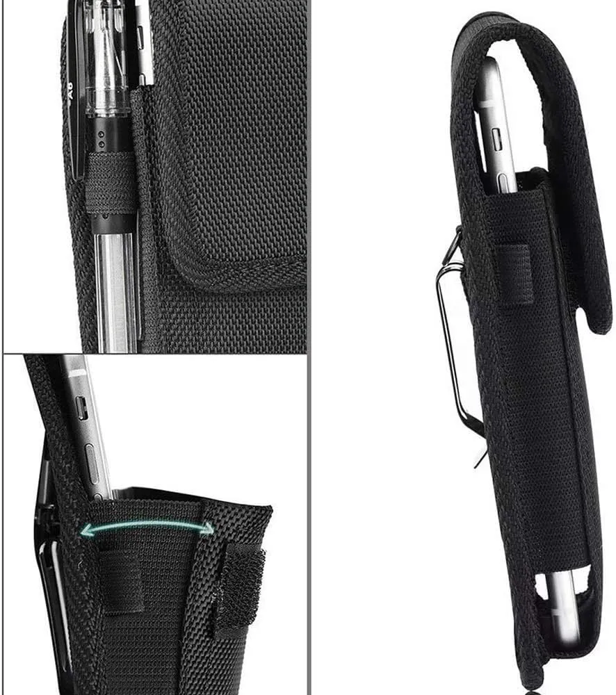 Nylon Phone Holster for NUU Mobile A4L / Samsung Galaxy A01 M01 Core Waist Pouch Case with Belt Clip Loops Fit for Phone with Slim Case On