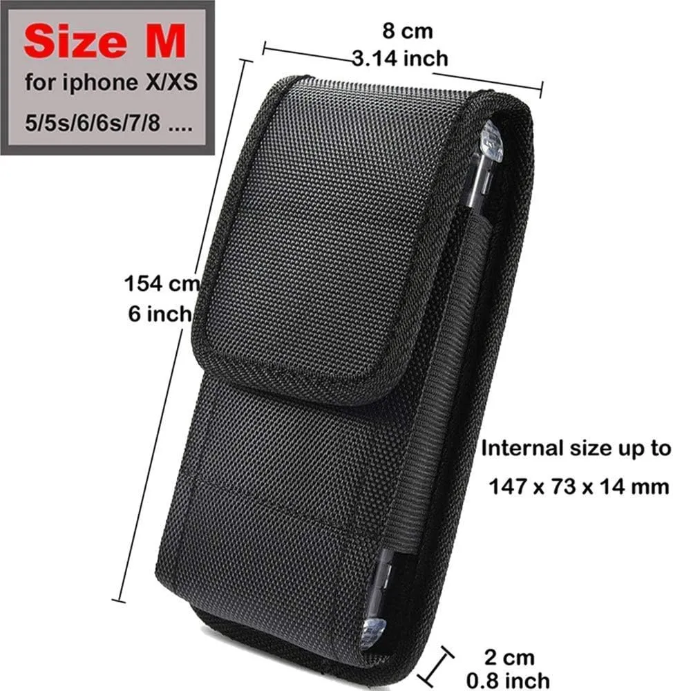 Nylon Phone Holster for NUU Mobile A4L / Samsung Galaxy A01 M01 Core Waist Pouch Case with Belt Clip Loops Fit for Phone with Slim Case On
