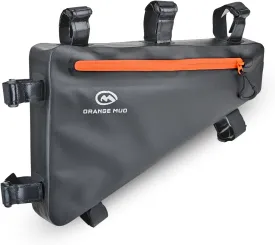 Orange Mud Waterproof Bike Frame Bag  Welded TPU Triangle Bag for Front or Rear Frame Mounting  Durable YKK Zippers, Secure Storage for Gear, Snacks, Tools, Phone  Black, 14"x9.5"