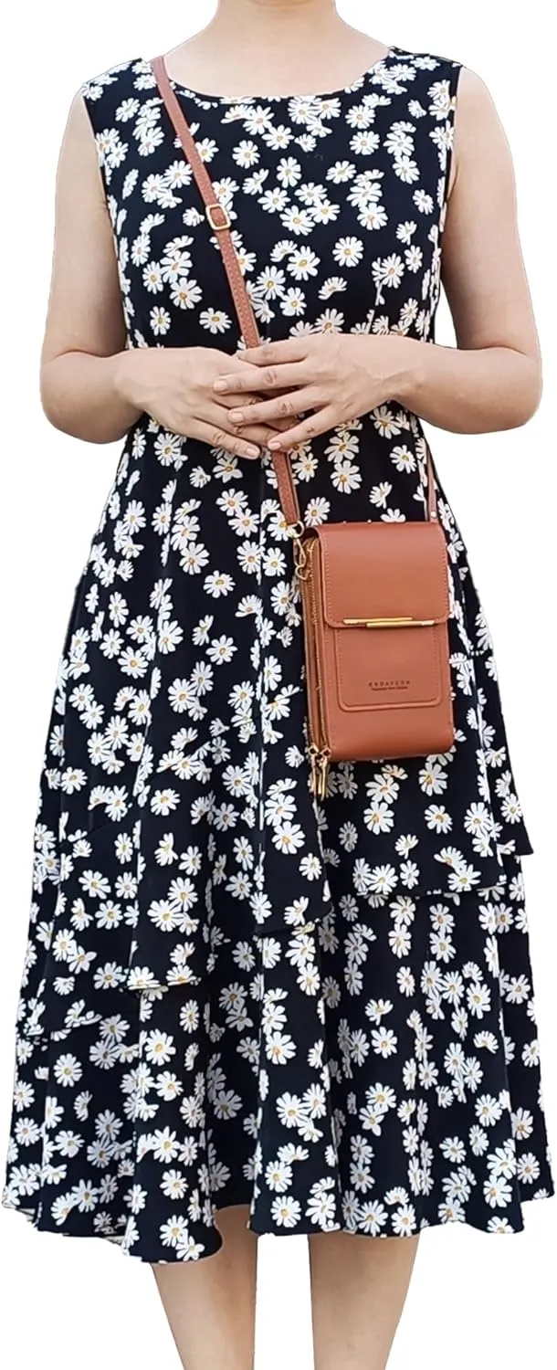 PORT&LOTUS Small Cell Cross Body Purses for Women Mini Shoulder Handbags Zipper Crossbody Bags