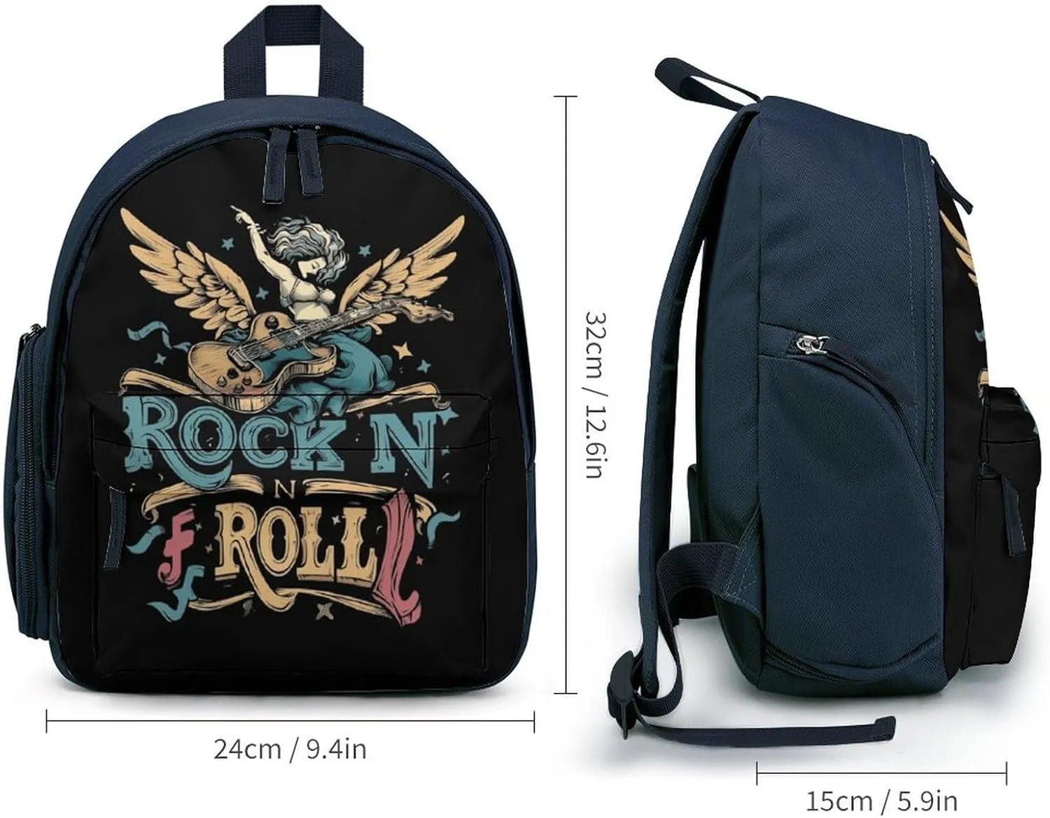 Rock And Roll Cute Backpack Daily Casual Daypack Travel Mini Bag with Adjustable Strap Blue-style-5