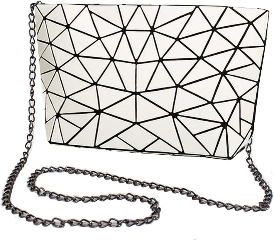 Sherry Handbag Fashion Holographic Laser Shoulder Bag Geometric Envelope Clutch Chain Crossbody Purse for Women
