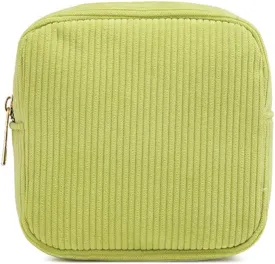 Small Makeup Bag for Purse Corduroy Mini Cosmetics Bag Cute Cosmetic Pouch for Women,Green