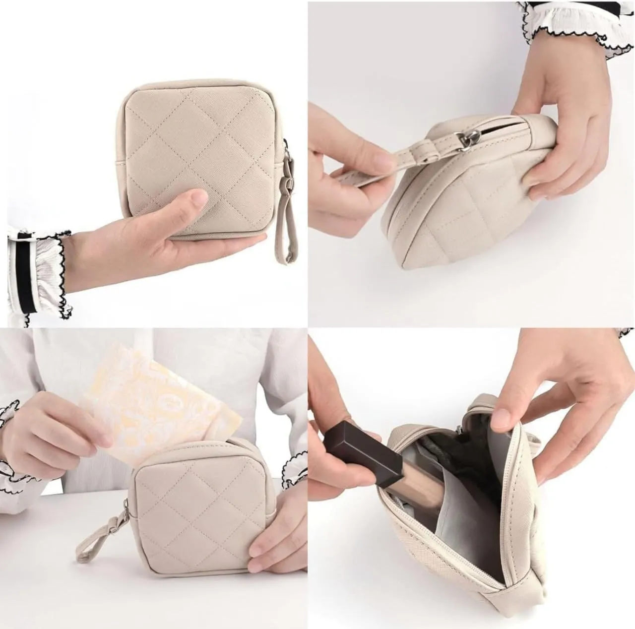 Small Makeup Bag for Purse PU Makeup Pouch Cute Cosmetic Pouch for Women Portable Mini Cosmetic Bag Travel Mini Makeup Bag For Lipstick Keys Bank Cards