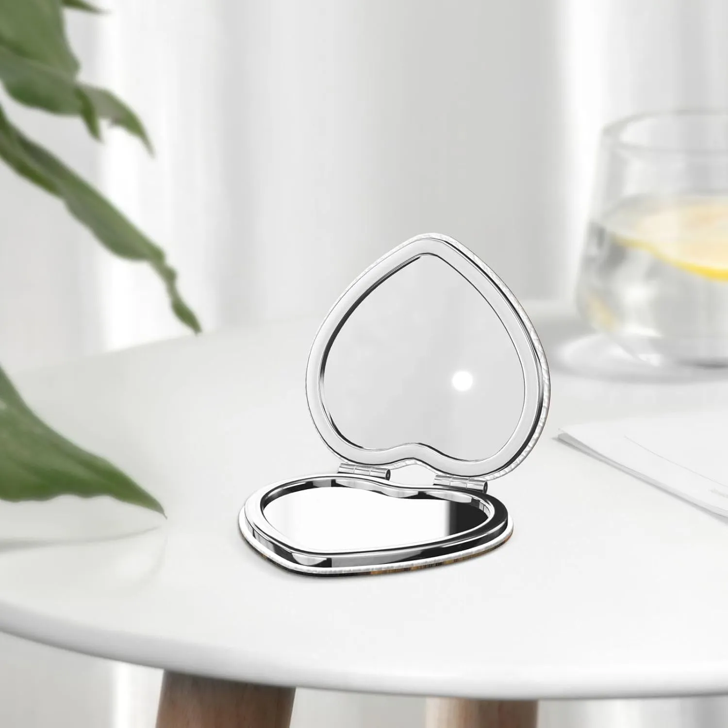 Travel Makeup Mirror for Women Double-Sided 1X/2X Magnifying Foldable Cosmetic Mirror Portable Pocket Mirror Sunset Beach Sailboat Vanity Mirror Compact Beauty Mirror for Pocket Purse Clutch