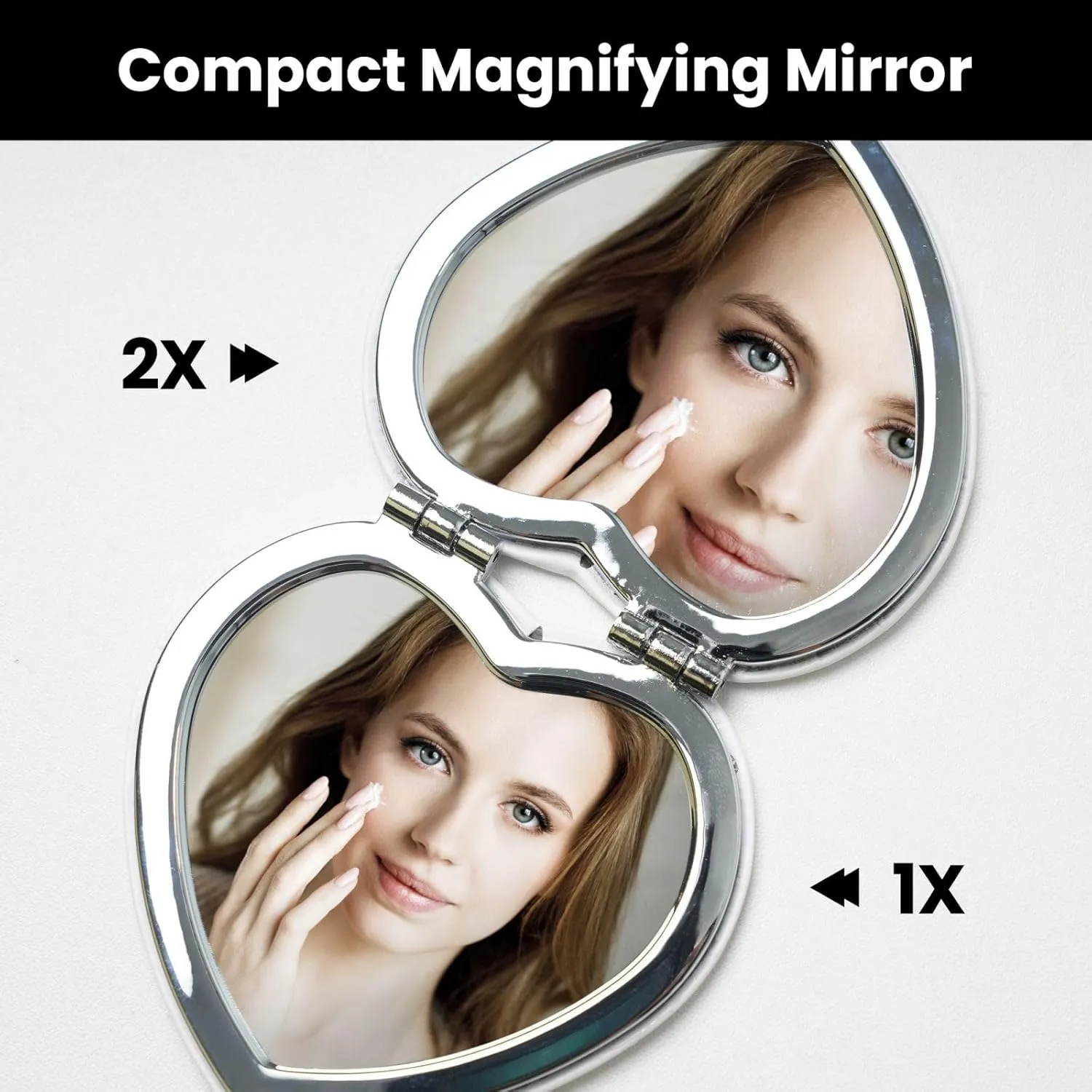 Travel Makeup Mirror for Women Double-Sided 1X/2X Magnifying Foldable Cosmetic Mirror Portable Pocket Mirror Sunset Beach Sailboat Vanity Mirror Compact Beauty Mirror for Pocket Purse Clutch