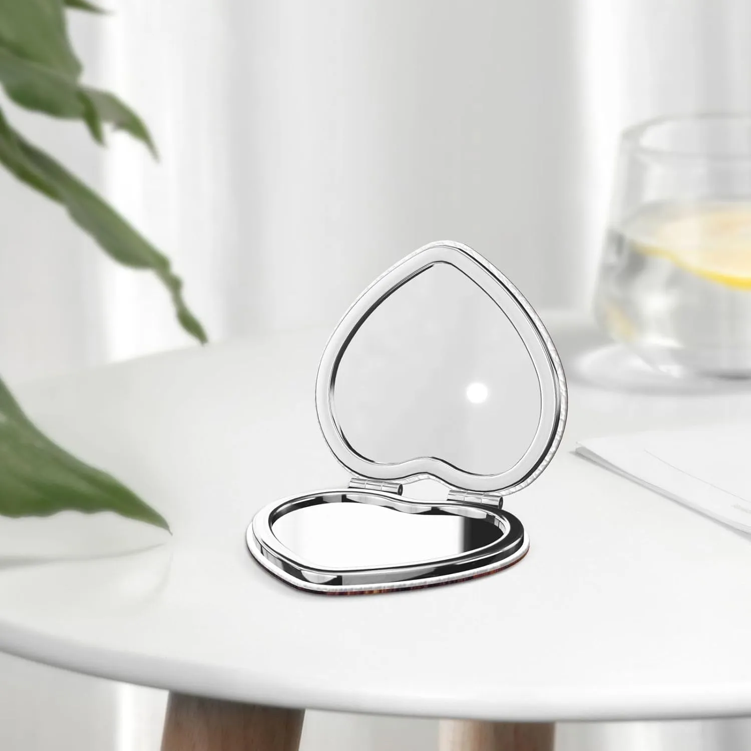 Travel Makeup Mirror for Women Double-Sided 1X/2X Magnifying Foldable Cosmetic Mirror Portable Pocket Mirror Sunset Dolphins Vanity Mirror Compact Beauty Mirror for Pocket Purse Clutch