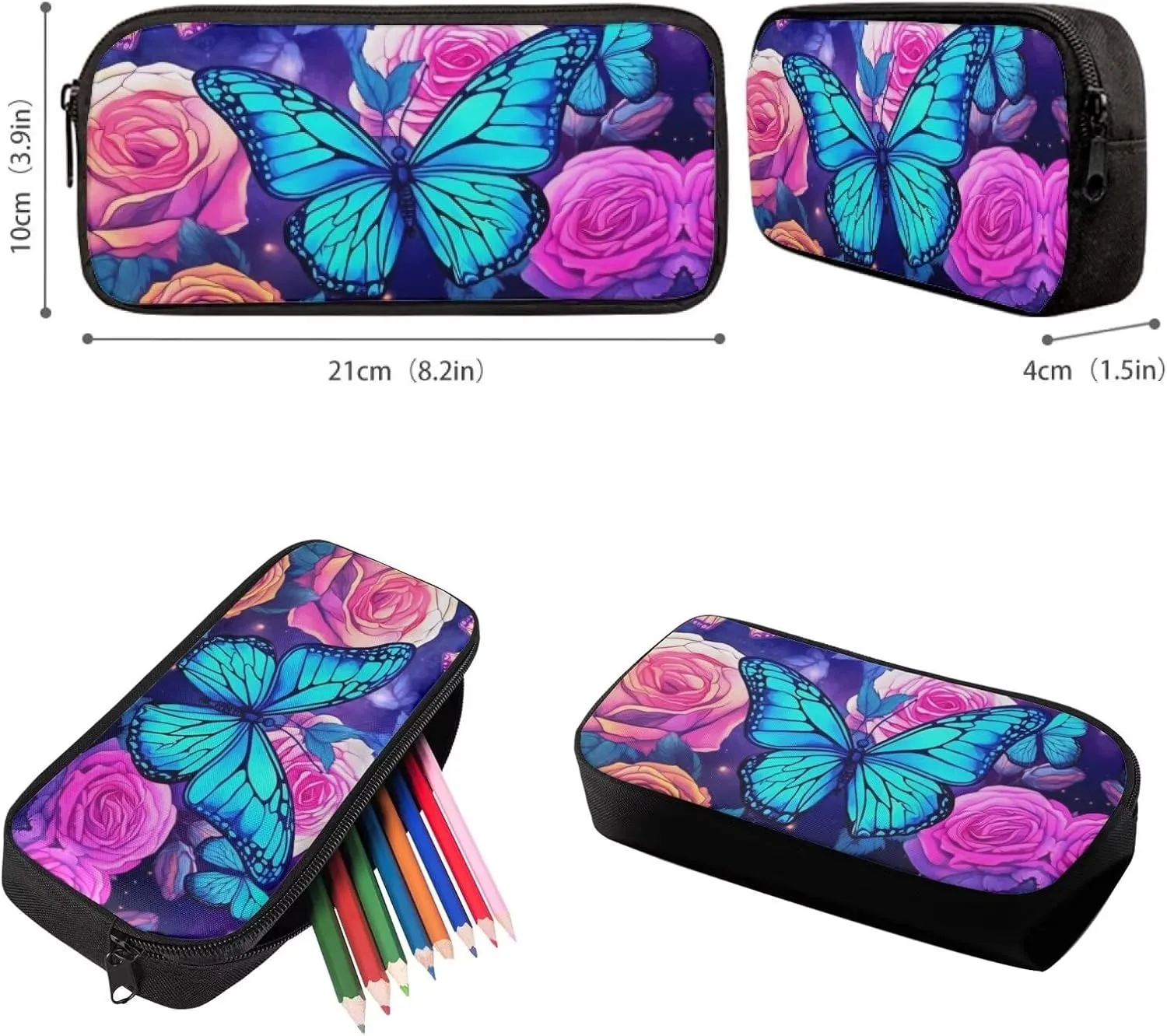 Upetstory Butterfly Backpack School Bag with Lunch Bag for Girls Kids School Backpack Pencil Case Water Bottle Sleeve Elementary Preschool Primary Bookbag Schoolbag Rucksack 4 in 1