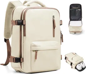 VGCUB Travel Backpack for Women Men for Spirit Airlines Personal Item Bag 18x14x8 Inches Laptop College Backpack,Waterproof Carry on Flight Approved Work Backpack Mochila de Viaje,Beige brown