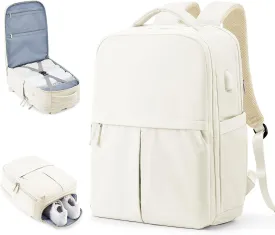 wepadre Beige Travel Backpack Carry On Flight Approved Travel Backpack For Men Women Carry On Backpack For Airplanes Personal Item Travel Bag 18x14x8 Inches Mochila De Viaje Travel Bag