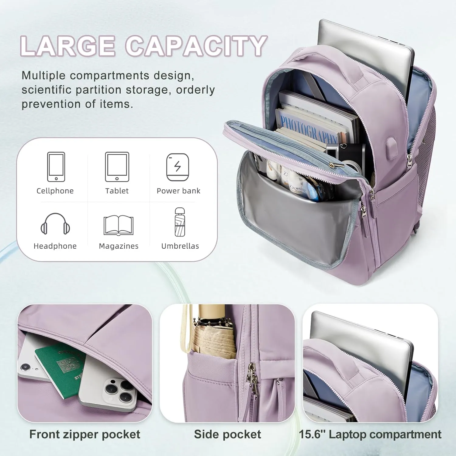 wepadre Travel Backpack Carry On Flight Approved Travel Backpack For Women Men Carry On Backpack For Airplanes Personal Item Travel Bag 18x14x8 Inches Mochila De Viaje Travel Bag Purple