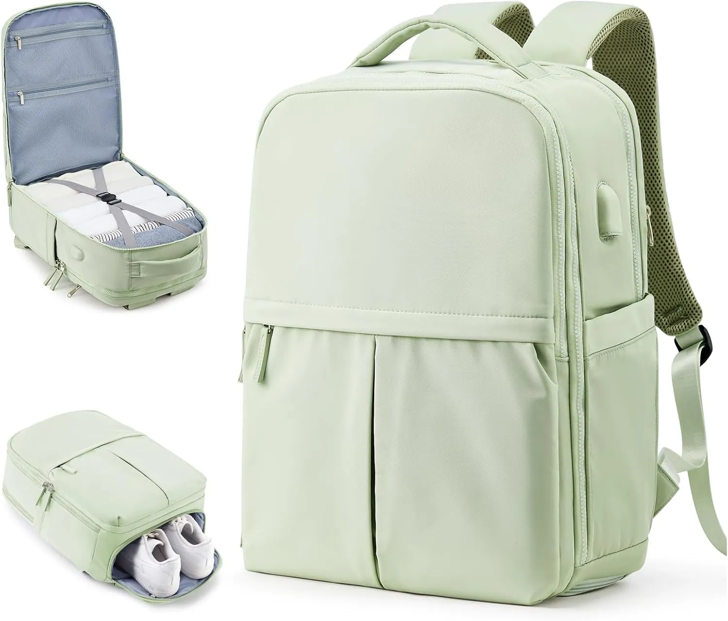 wepadre Travel Backpack For Women Men Travel Backpack Carry On Flight Approved Carry On Backpack For Airplanes Personal Item Travel Bag 18x14x8 Inches Mochila De Viaje Travel Bag Green