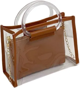 Women Clear Crossbody Bag, 2 in 1 Fashion Handbag and Purse, Top Handle & Shoulder Bags,Women's Beach Tote for Casual,Travel