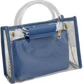 Women Clear Crossbody Bag, 2 in 1 Fashion Handbag and Purse, Top Handle & Shoulder Bags,Women's Beach Tote for Casual,Travel