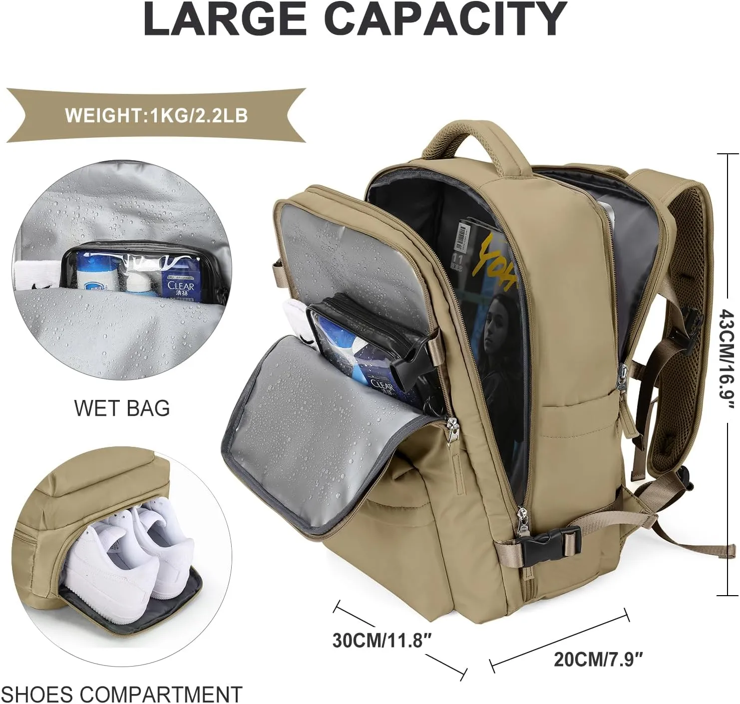 WONHOX  Mochila de Viaje